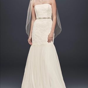 NWT David’s Bridal Strapless Lace Trumpet Dress